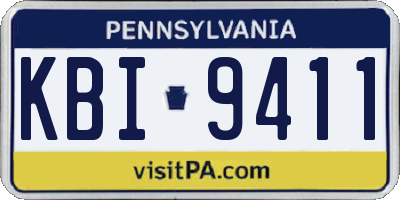 PA license plate KBI9411