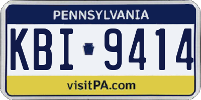 PA license plate KBI9414
