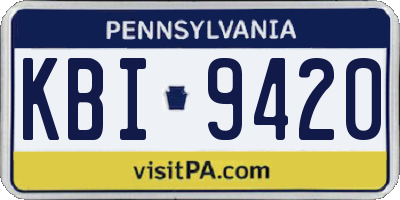 PA license plate KBI9420
