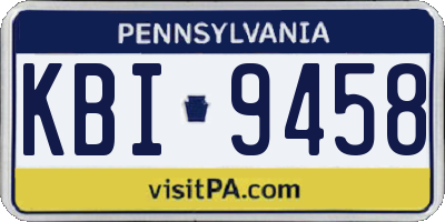 PA license plate KBI9458