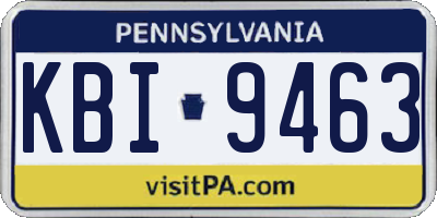 PA license plate KBI9463