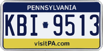 PA license plate KBI9513