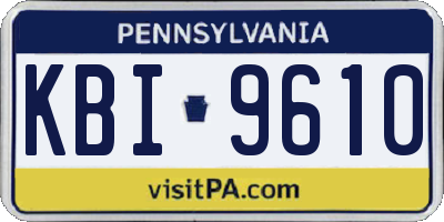 PA license plate KBI9610