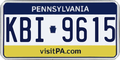 PA license plate KBI9615