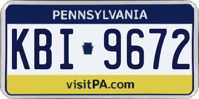 PA license plate KBI9672