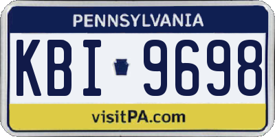PA license plate KBI9698