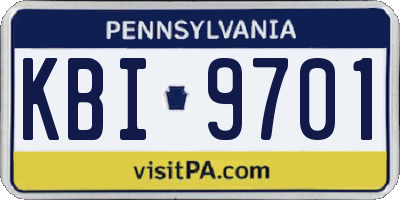 PA license plate KBI9701