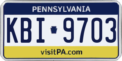 PA license plate KBI9703