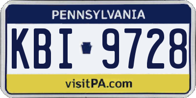 PA license plate KBI9728