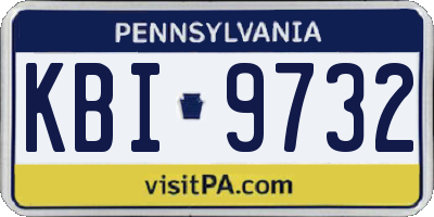 PA license plate KBI9732