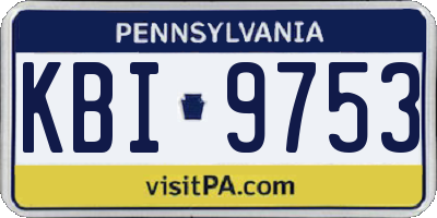 PA license plate KBI9753