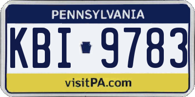 PA license plate KBI9783