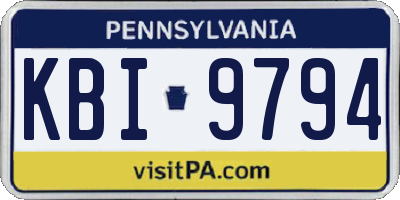 PA license plate KBI9794