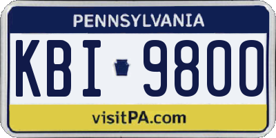PA license plate KBI9800