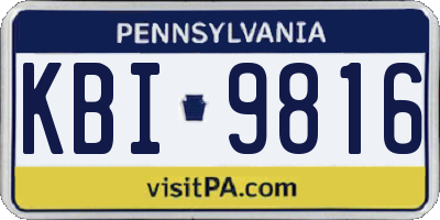 PA license plate KBI9816