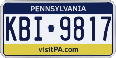 PA license plate KBI9817