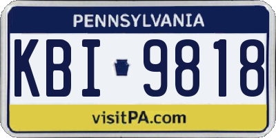 PA license plate KBI9818