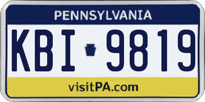 PA license plate KBI9819