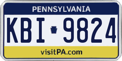 PA license plate KBI9824