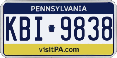 PA license plate KBI9838