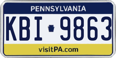 PA license plate KBI9863