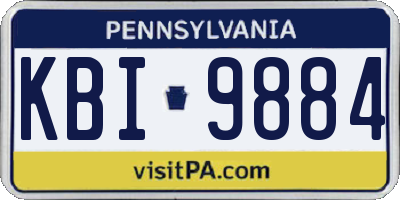 PA license plate KBI9884