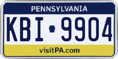 PA license plate KBI9904