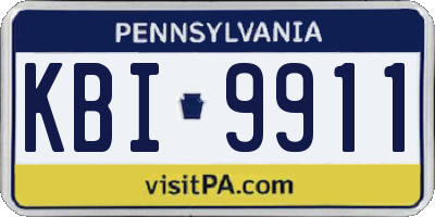 PA license plate KBI9911