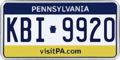 PA license plate KBI9920