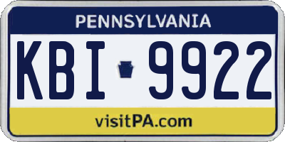 PA license plate KBI9922