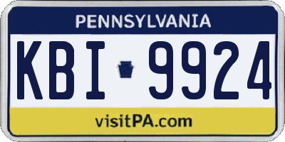 PA license plate KBI9924