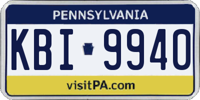 PA license plate KBI9940