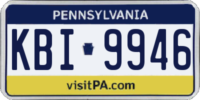 PA license plate KBI9946