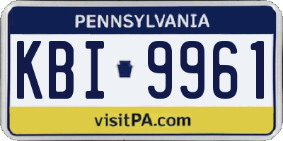 PA license plate KBI9961