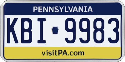 PA license plate KBI9983