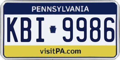 PA license plate KBI9986