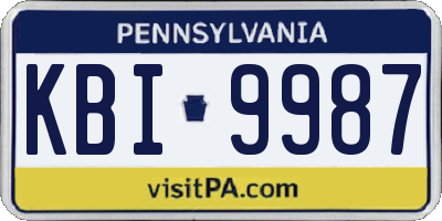 PA license plate KBI9987