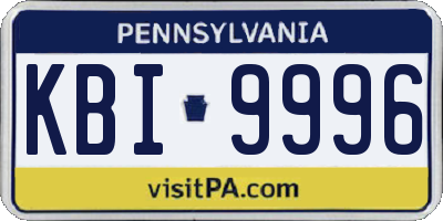 PA license plate KBI9996