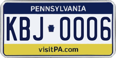 PA license plate KBJ0006