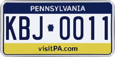 PA license plate KBJ0011