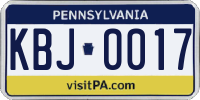 PA license plate KBJ0017