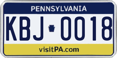 PA license plate KBJ0018