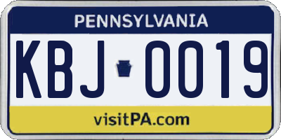 PA license plate KBJ0019