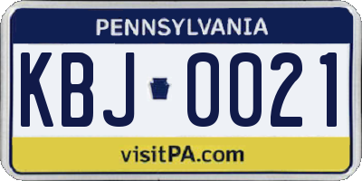 PA license plate KBJ0021
