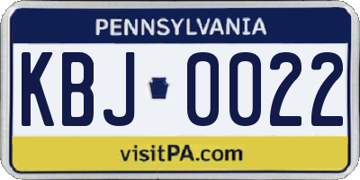 PA license plate KBJ0022
