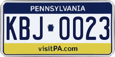 PA license plate KBJ0023