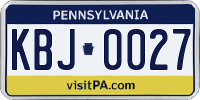 PA license plate KBJ0027