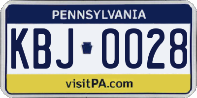 PA license plate KBJ0028