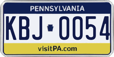 PA license plate KBJ0054