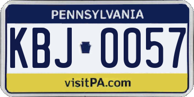 PA license plate KBJ0057